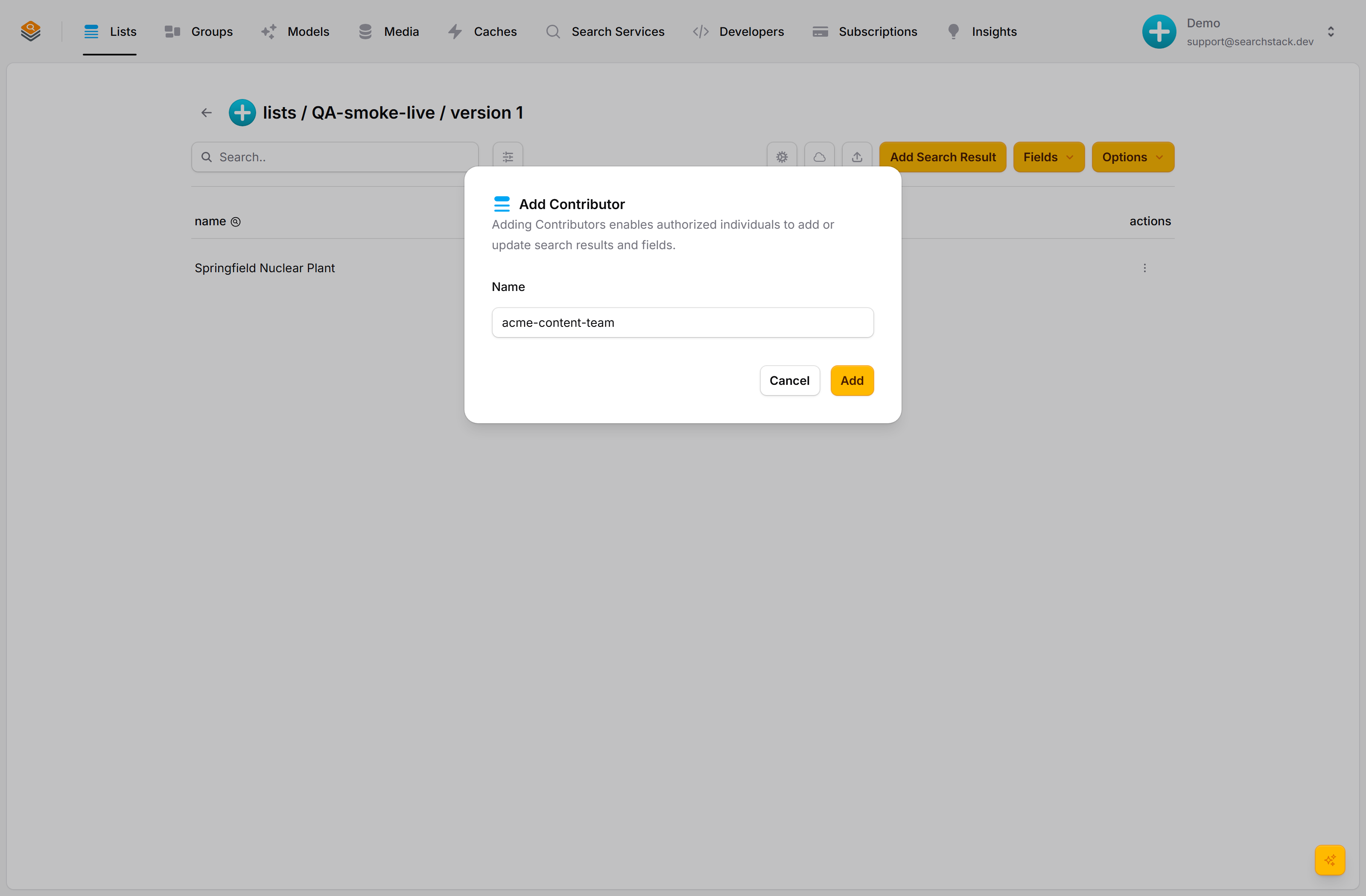 The add-contributor dialog