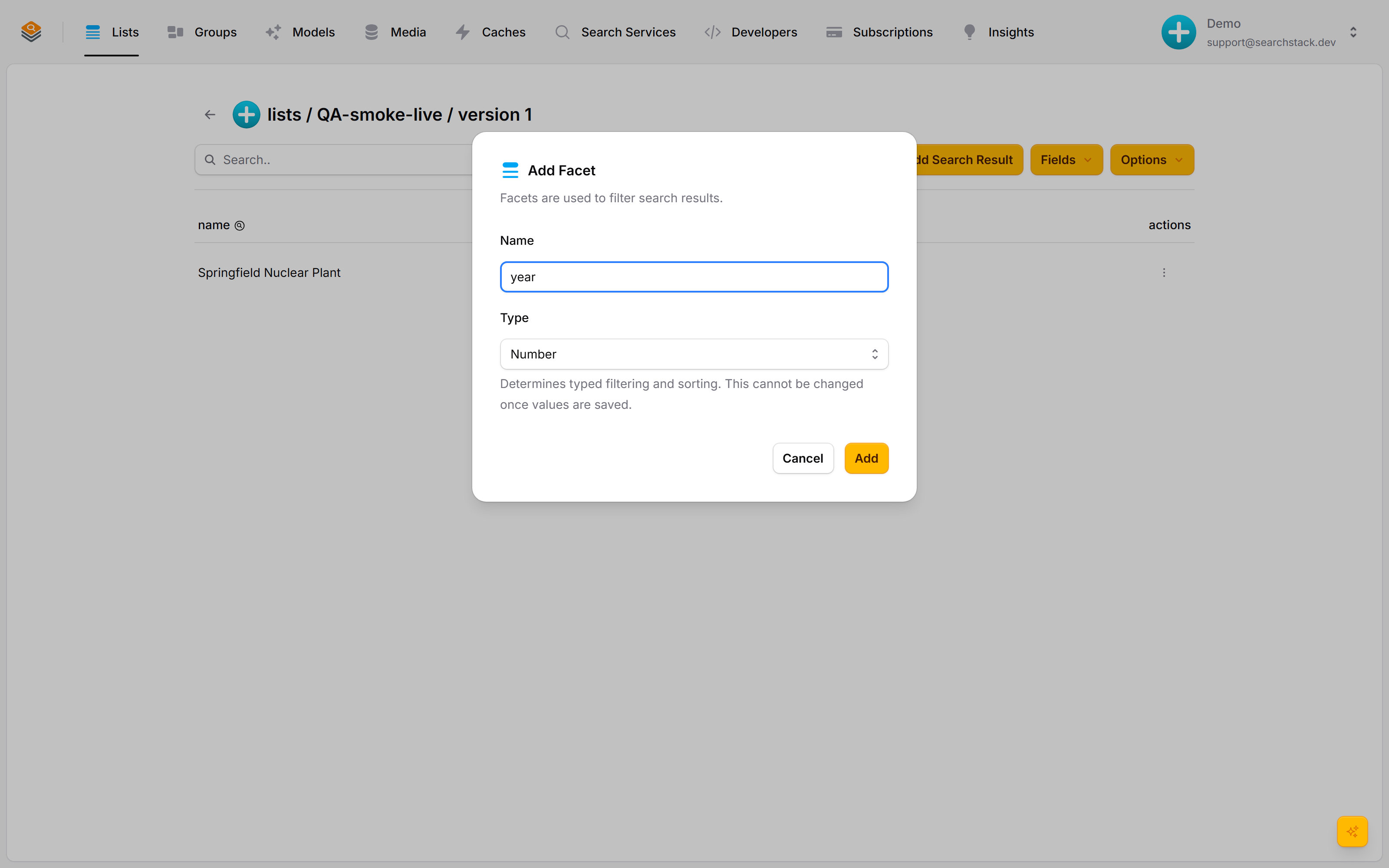 Adding a facet field