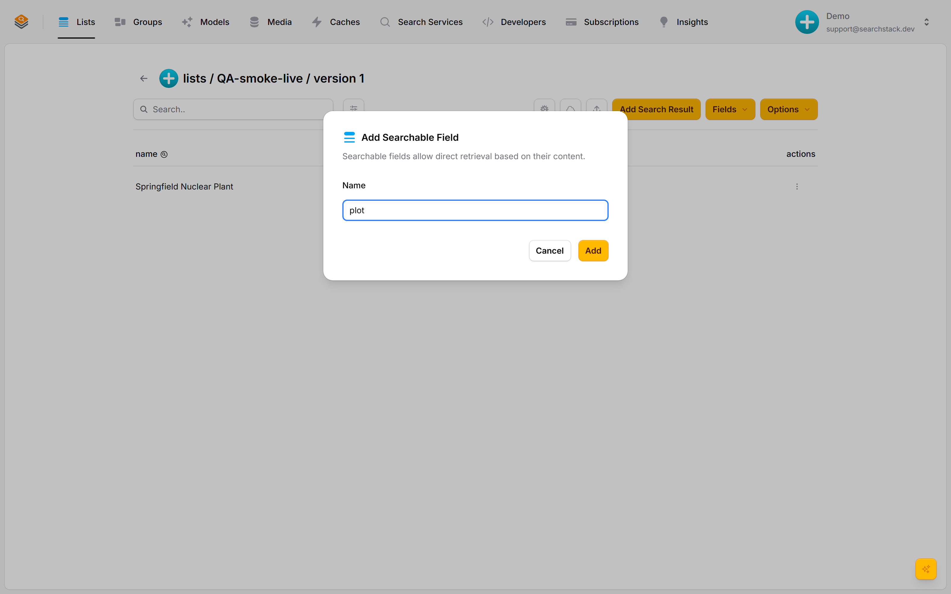 Adding a searchable field