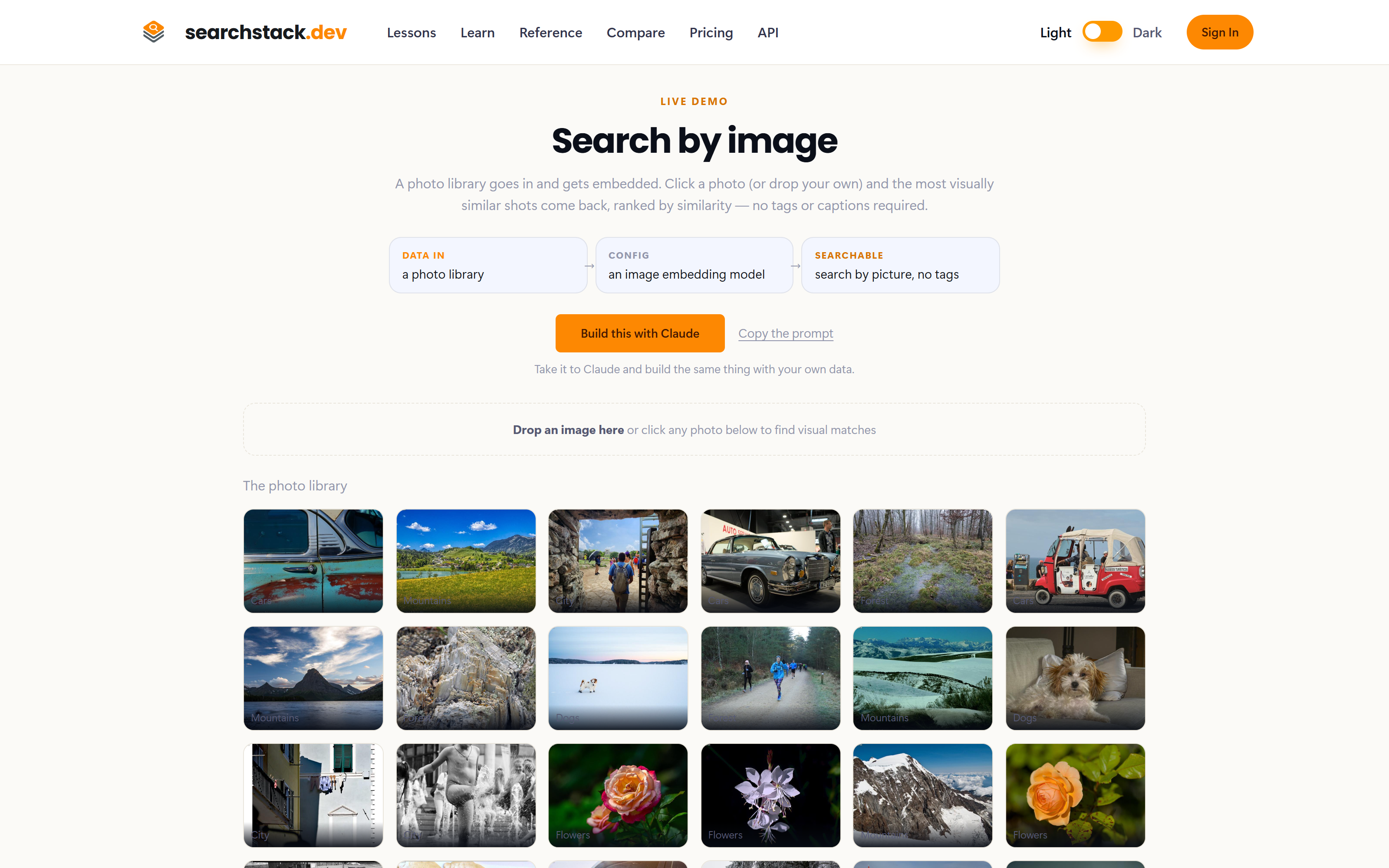 A photo library indexed for image search