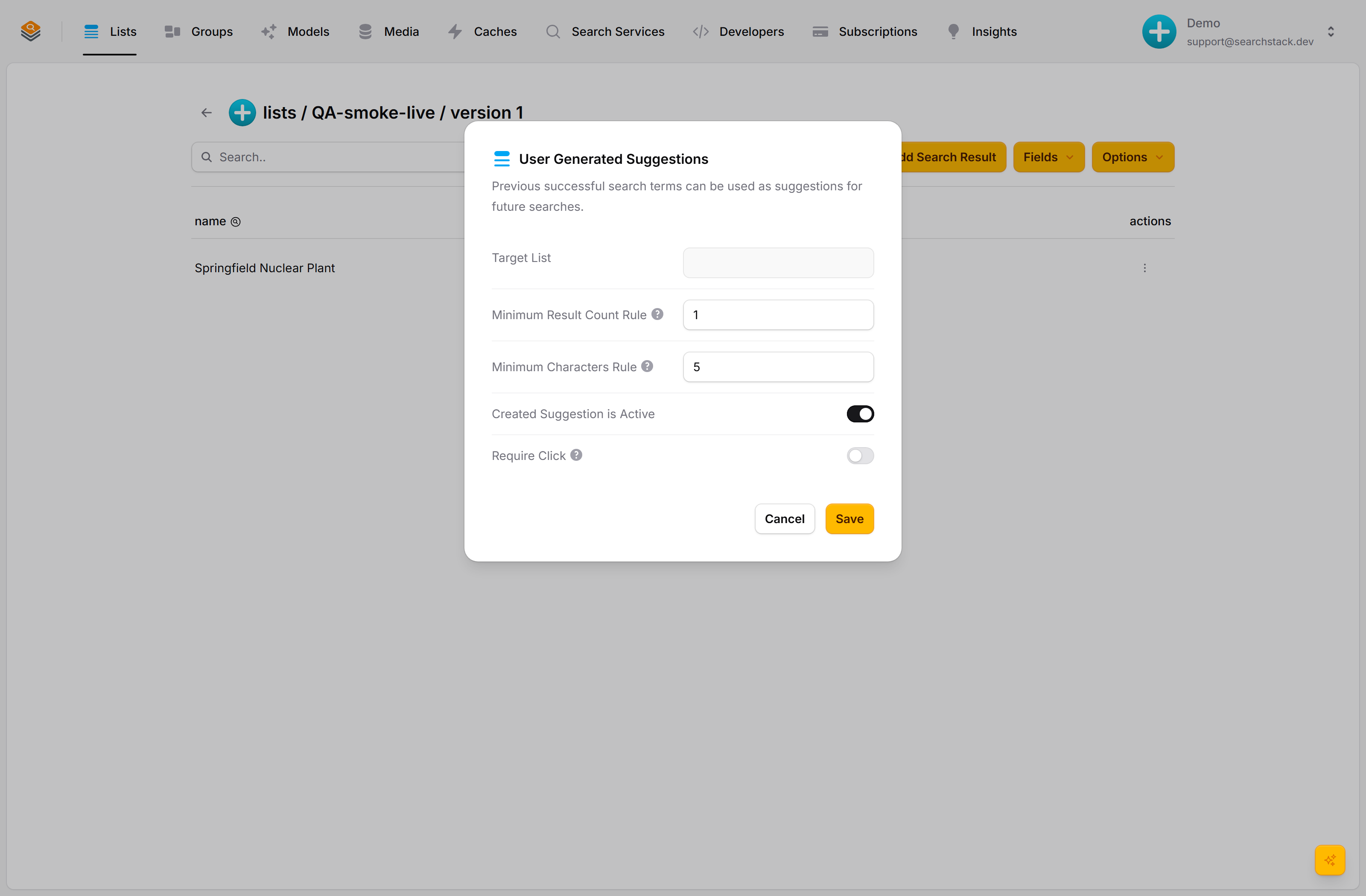 The U.G.S configuration dialog